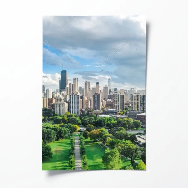 Poster sonnenbeschienene dorfstraße mit steinhäusern und bunten fensterläden – Wallnifity®