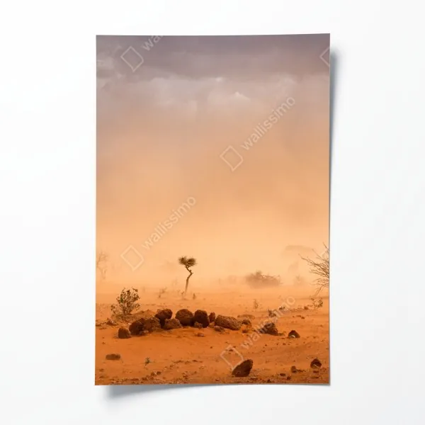 Poster tropischer strand mit palmen und segelboot – Wallnifity®