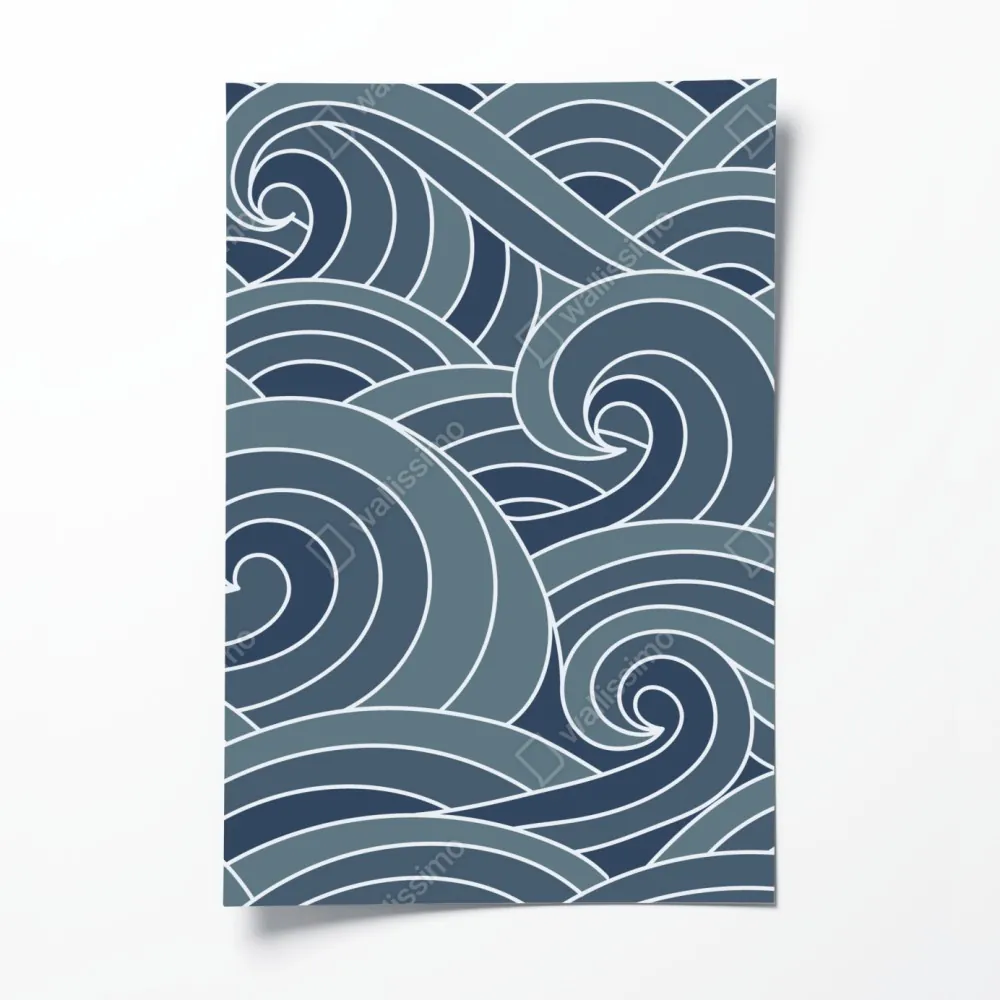 Poster stilisiertes wellenmuster – Wallnifity® Poster stilisiertes wellenmuster – Wallnifity®