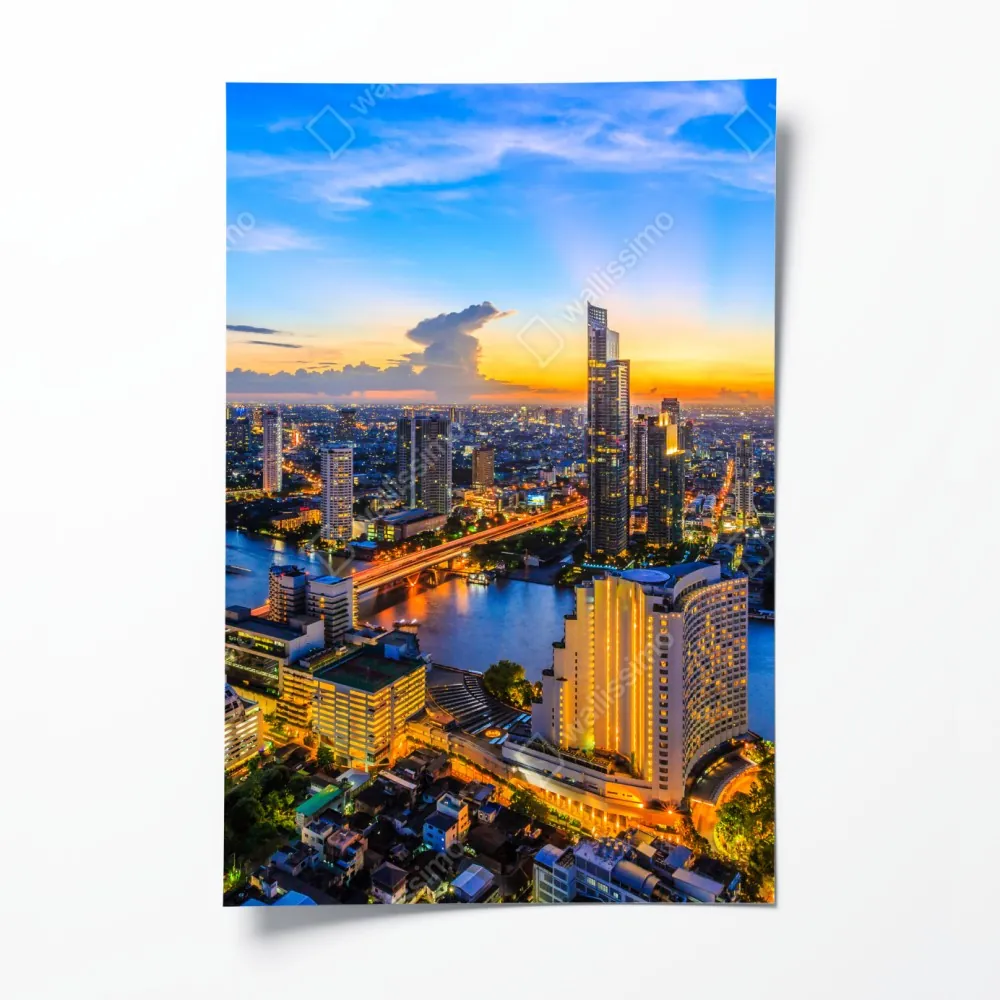 Poster lebendige stadtskyline bei dämmerung – Wallnifity® Poster lebendige stadtskyline bei dämmerung – Wallnifity®