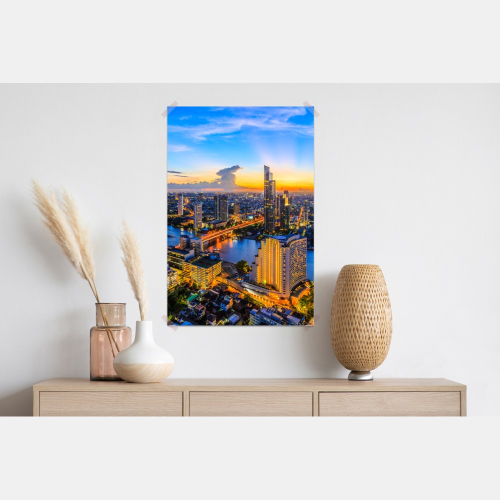 Poster lebendige stadtskyline bei dämmerung – Wallnifity® Poster lebendige stadtskyline bei dämmerung – Wallnifity®