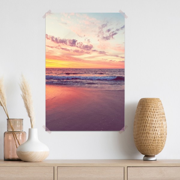 Poster pastelliger sonnenuntergang über ruhigem meer – Wallnifity®