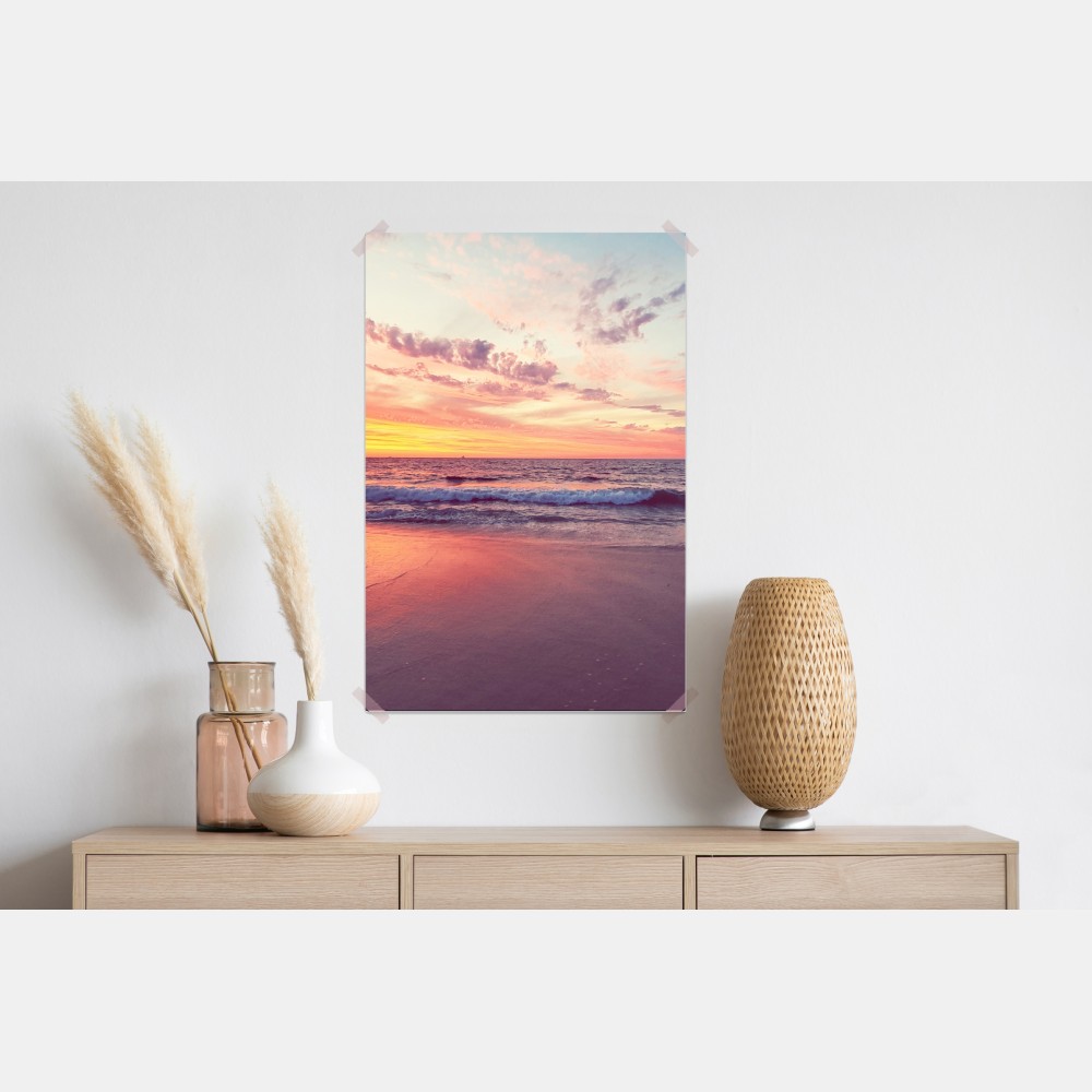Poster pastelliger sonnenuntergang über ruhigem meer – Wallnifity®