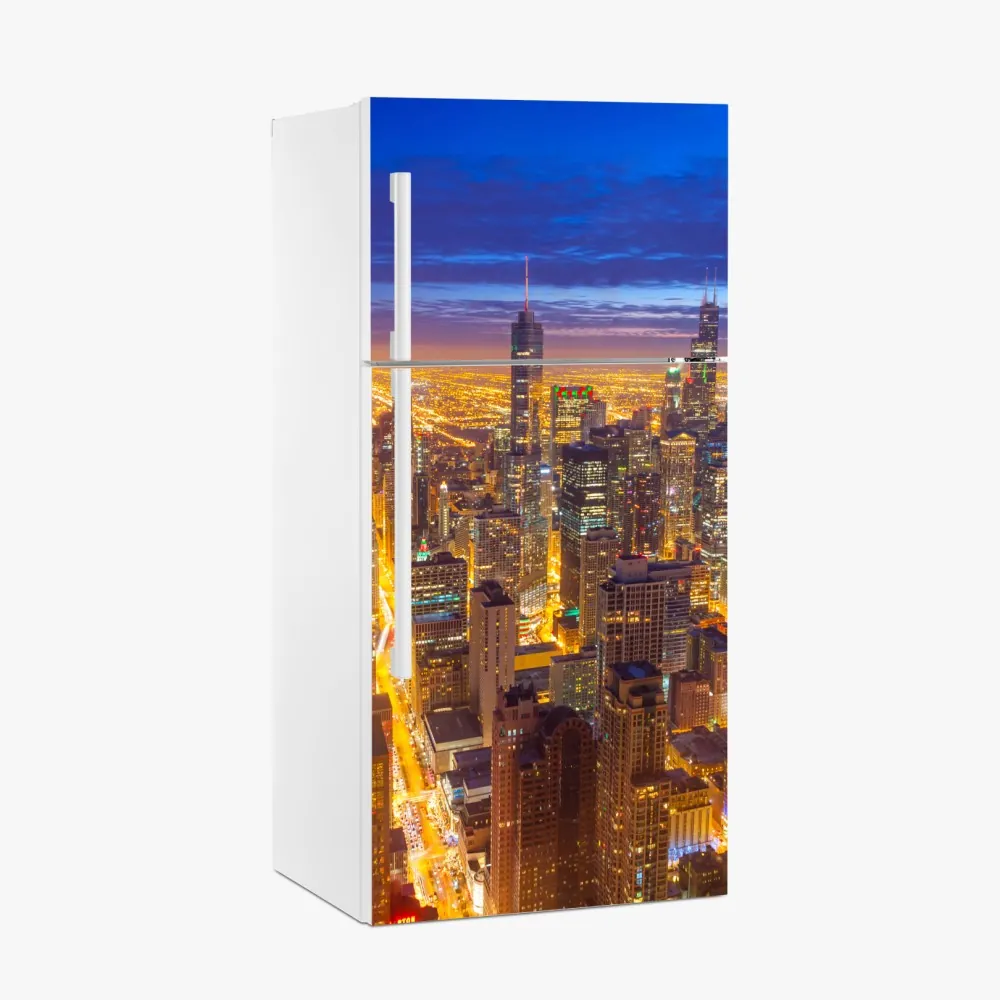 Kühlschrankaufkleber Chicago nächtliche skyline panorama – Wallnifity®