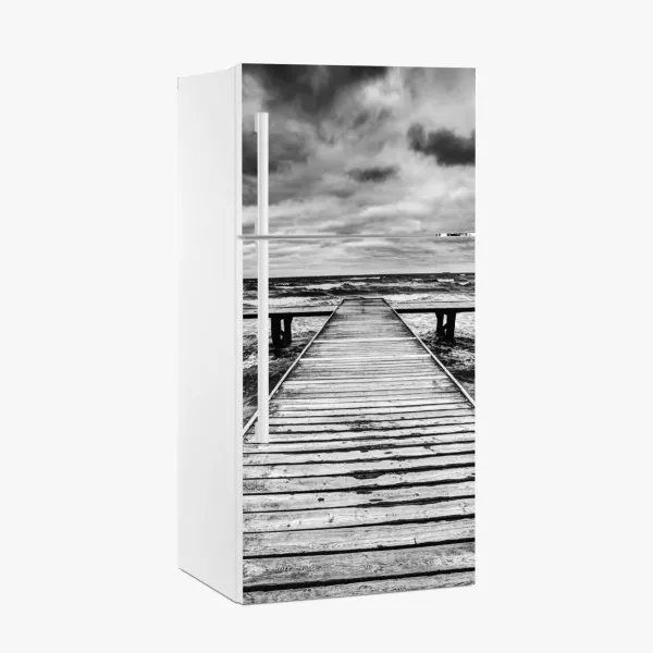 Kühlschrankaufkleber monochromes geometrisches metallmuster – Wallnifity®