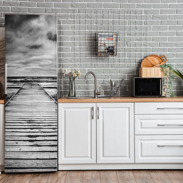 Kühlschrankaufkleber monochromes geometrisches metallmuster – Wallnifity®
