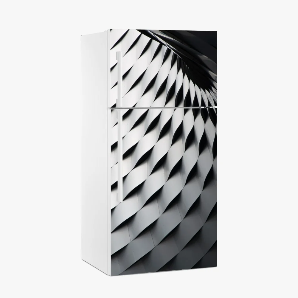 Kühlschrankaufkleber monochromes geometrisches metallmuster – Wallnifity® Kühlschrankaufkleber monochromes geometrisches metallmuster – Wallnifity®