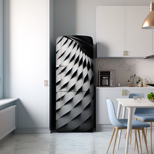 Kühlschrankaufkleber monochromes geometrisches metallmuster – Wallnifity® Kühlschrankaufkleber monochromes geometrisches metallmuster – Wallnifity®
