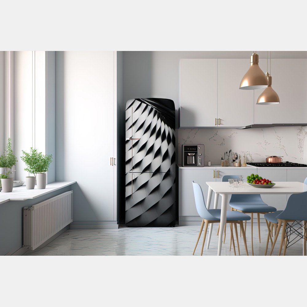Kühlschrankaufkleber monochromes geometrisches metallmuster – Wallnifity® Kühlschrankaufkleber monochromes geometrisches metallmuster – Wallnifity®
