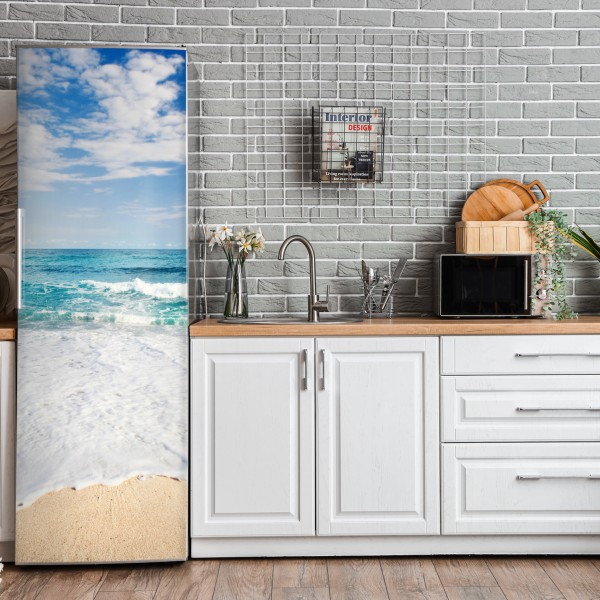 Kühlschrankaufkleber lebhafte türkis und limetten aquarellspritzer – Wallnifity®