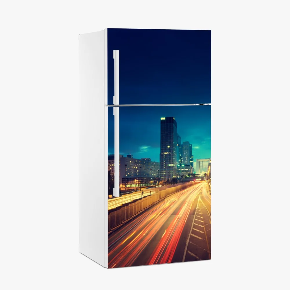 Kühlschrankaufkleber La Défense skyline bei dämmerung – Wallnifity®