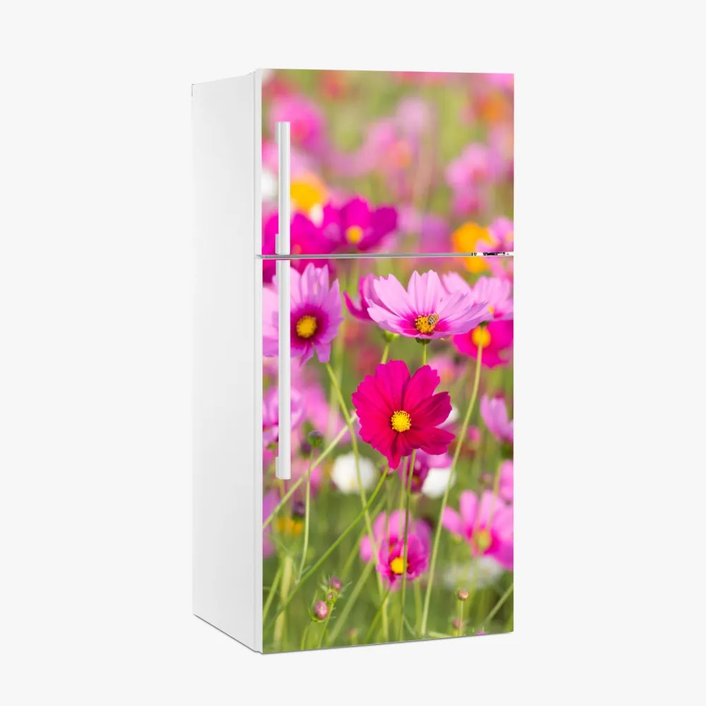 Kühlschrankaufkleber rosa kosmeenwiese in blüte – Wallnifity®