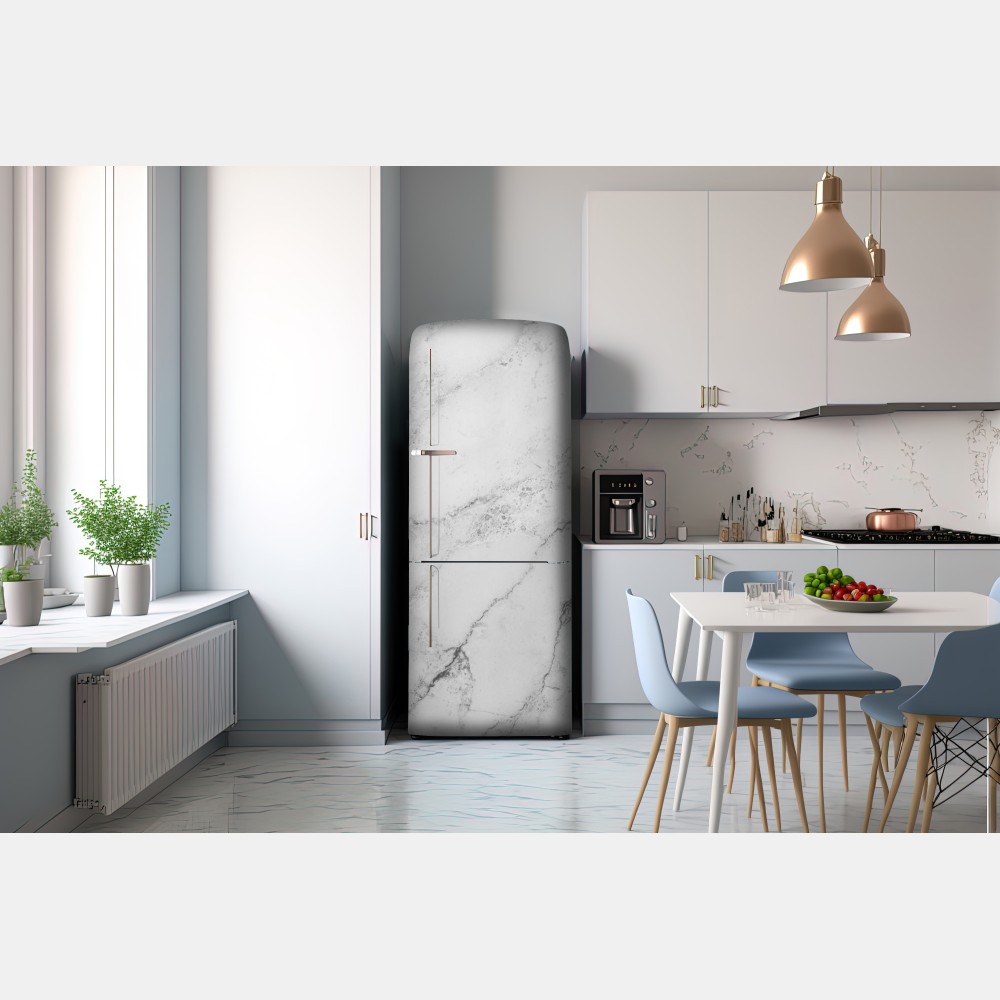 Kühlschrankaufkleber weiße marmortextur mit grauen adern – Wallnifity® Kühlschrankaufkleber weiße marmortextur mit grauen adern – Wallnifity®