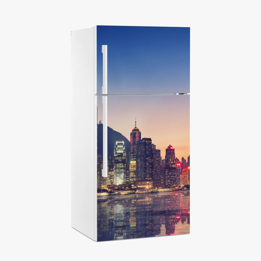 Kühlschrankaufkleber Hongkong panorama bei dämmerung – Wallnifity®