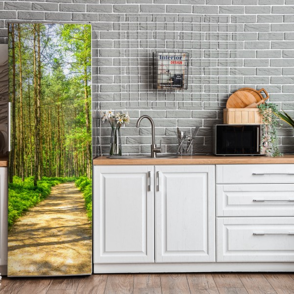 Kühlschrankaufkleber pastell ginkgo blättermuster mit goldakzenten – Wallnifity®
