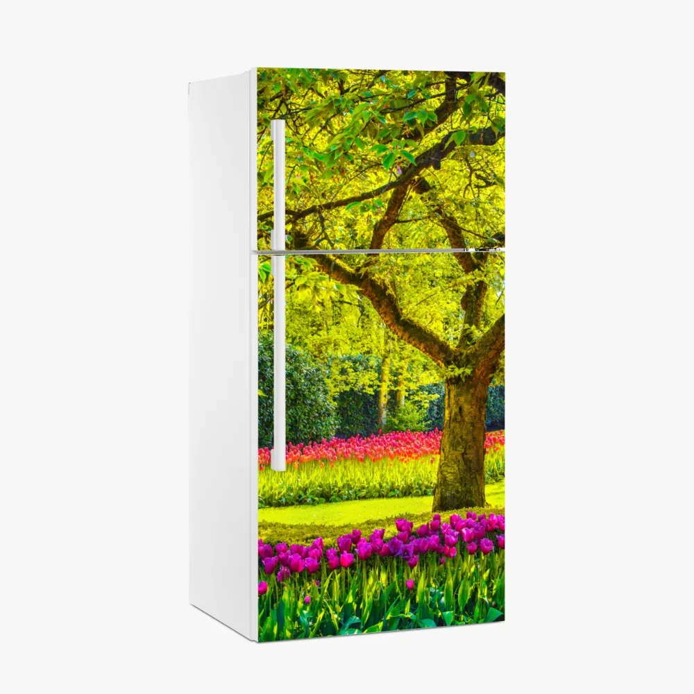 Kühlschrankaufkleber bunter tulpengarten in Keukenhof – Wallnifity®