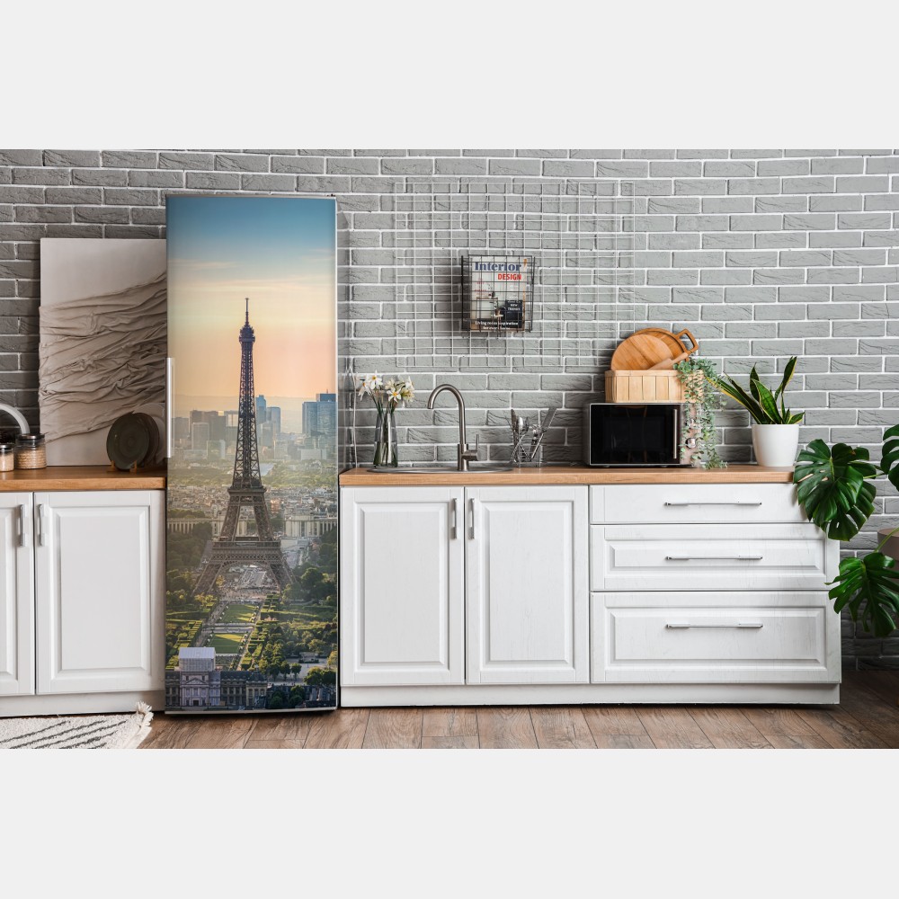 Kühlschrankaufkleber Paris stadtbild bei sonnenuntergang mit dem Eiffelturm – Wallnifity® Kühlschrankaufkleber Paris stadtbild bei sonnenuntergang mit dem Eiffelturm – Wallnifity®