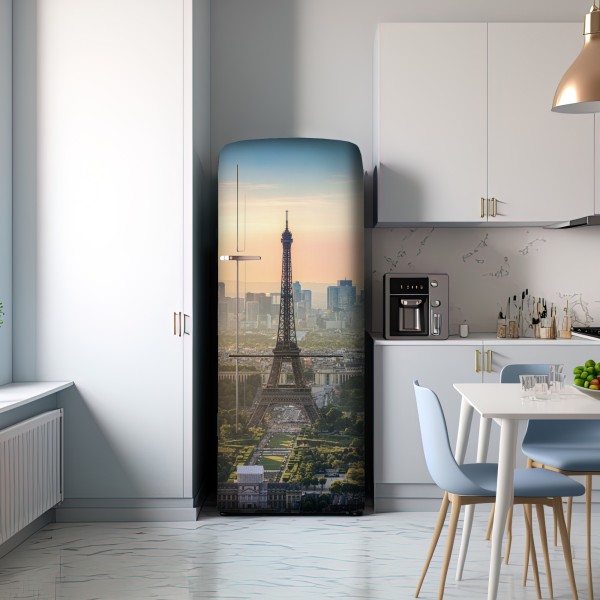 Kühlschrankaufkleber Paris stadtbild bei sonnenuntergang mit dem Eiffelturm – Wallnifity® Kühlschrankaufkleber Paris stadtbild bei sonnenuntergang mit dem Eiffelturm – Wallnifity®