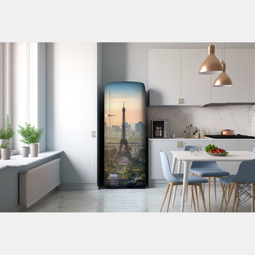 Kühlschrankaufkleber Paris stadtbild bei sonnenuntergang mit dem Eiffelturm – Wallnifity® Kühlschrankaufkleber Paris stadtbild bei sonnenuntergang mit dem Eiffelturm – Wallnifity®