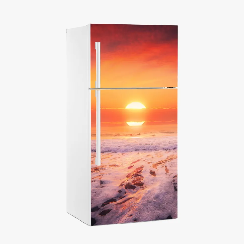 Kühlschrankaufkleber goldener sonnenuntergang über ruhigem strand – Wallnifity® Kühlschrankaufkleber goldener sonnenuntergang über ruhigem strand – Wallnifity®