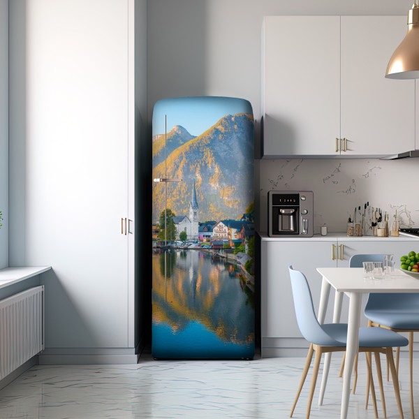 Kühlschrankaufkleber morgendlicher lichtglanz über Hallstatt am see – Wallnifity® Kühlschrankaufkleber morgendlicher lichtglanz über Hallstatt am see – Wallnifity®