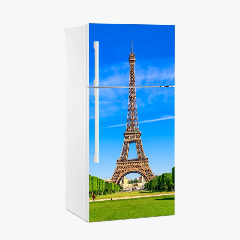 Kühlschrankaufkleber Eiffelturm am Champ de Mars, lebendige pariser skyline – Wallnifity® Kühlschrankaufkleber Eiffelturm am Champ de Mars, lebendige pariser skyline – Wallnifity®