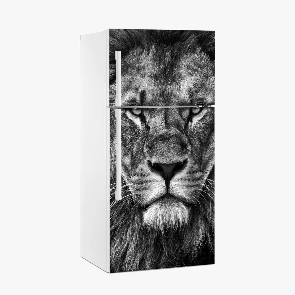 Kühlschrankaufkleber majestätisches löwenportrait in monochrom – Wallnifity® Kühlschrankaufkleber majestätisches löwenportrait in monochrom – Wallnifity®