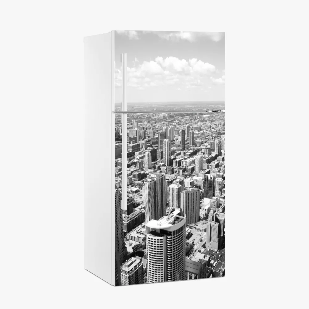 Kühlschrankaufkleber Chicago skyline in graustufen – Wallnifity®