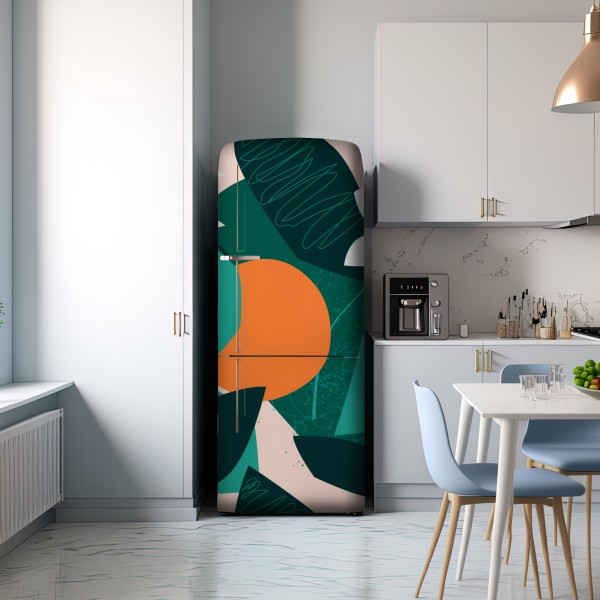 Kühlschrankaufkleber tropische blätter und zitrus illustration – Wallnifity® Kühlschrankaufkleber tropische blätter und zitrus illustration – Wallnifity®