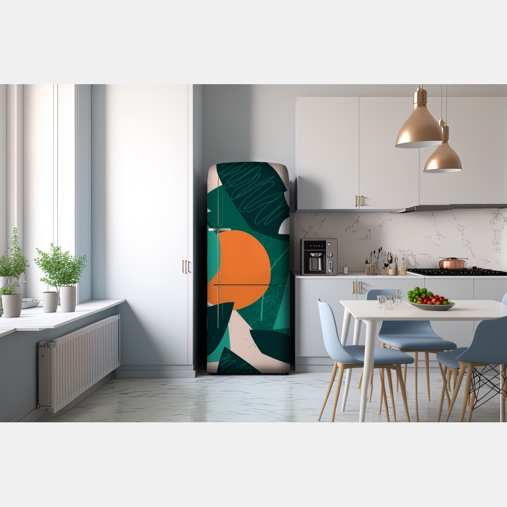 Kühlschrankaufkleber tropische blätter und zitrus illustration – Wallnifity® Kühlschrankaufkleber tropische blätter und zitrus illustration – Wallnifity®