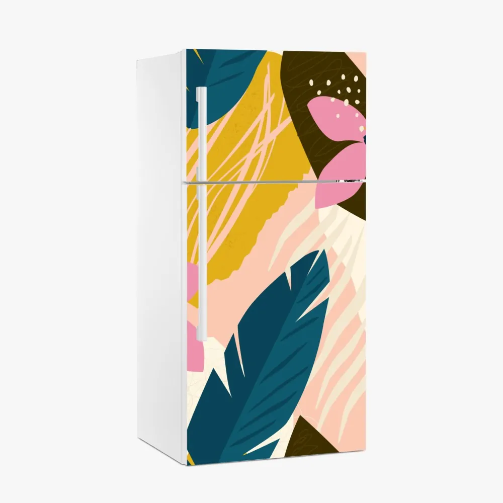 Kühlschrankaufkleber tropisches abstraktes blumenmotiv – Wallnifity®