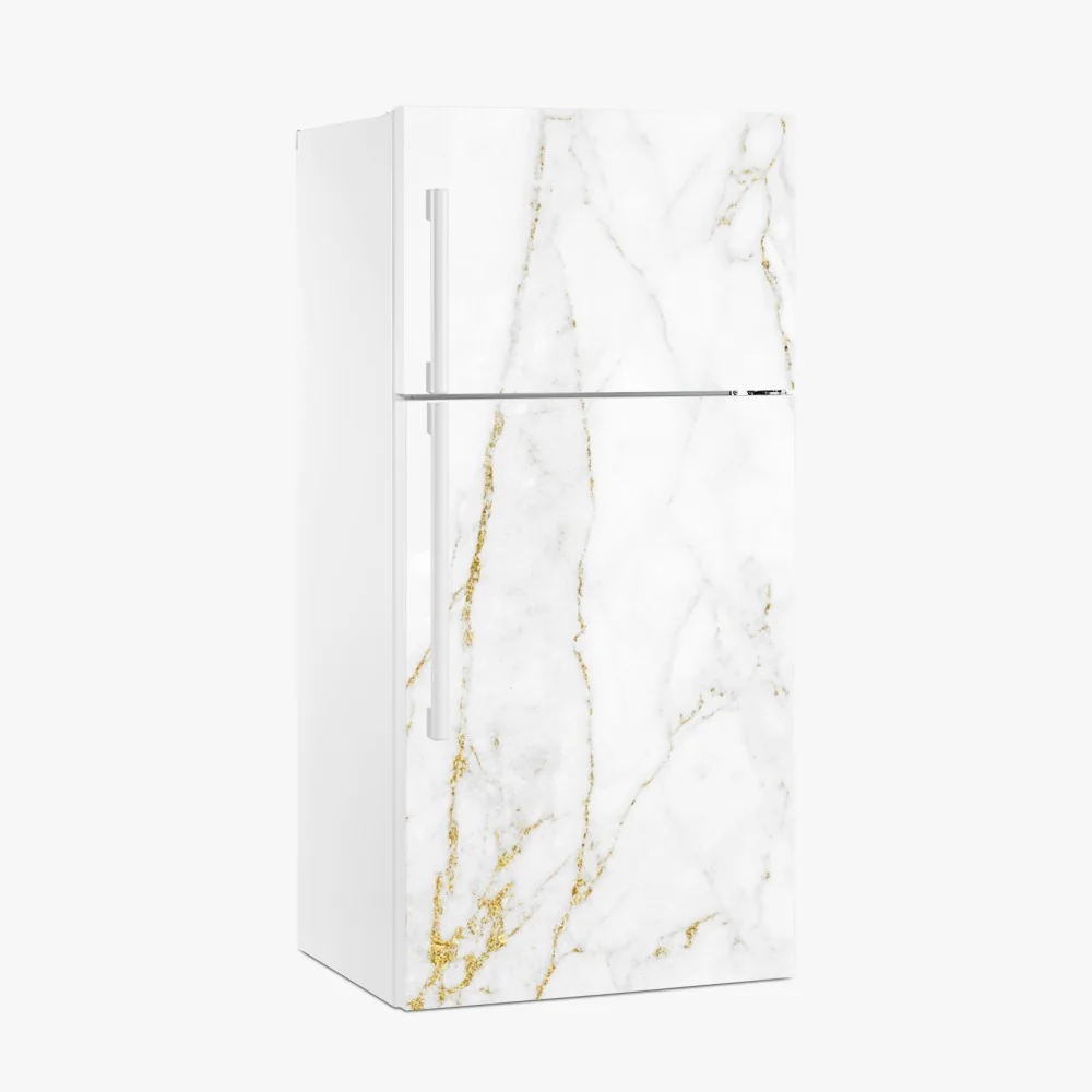 Kühlschrankaufkleber weißer marmor mit goldenen adern – Wallnifity®