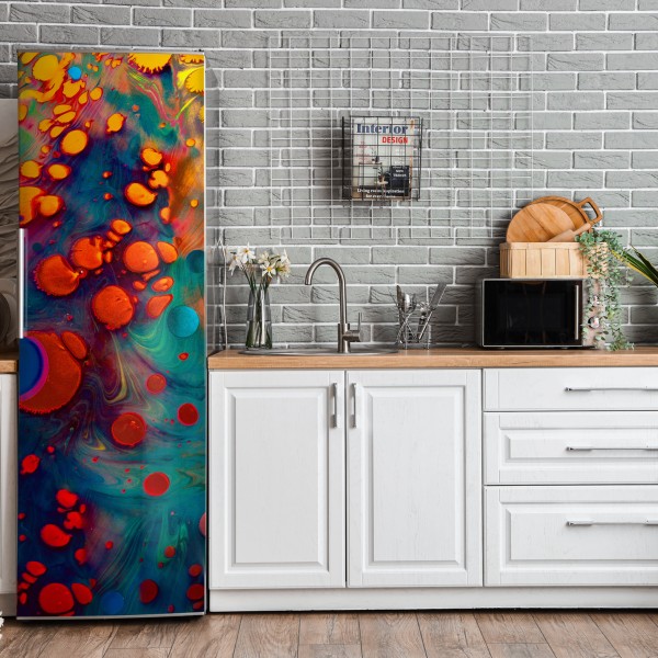 Kühlschrankaufkleber luxuriöse abstrakte alkoholtinten-kunst mit goldenen adern – Wallnifity®
