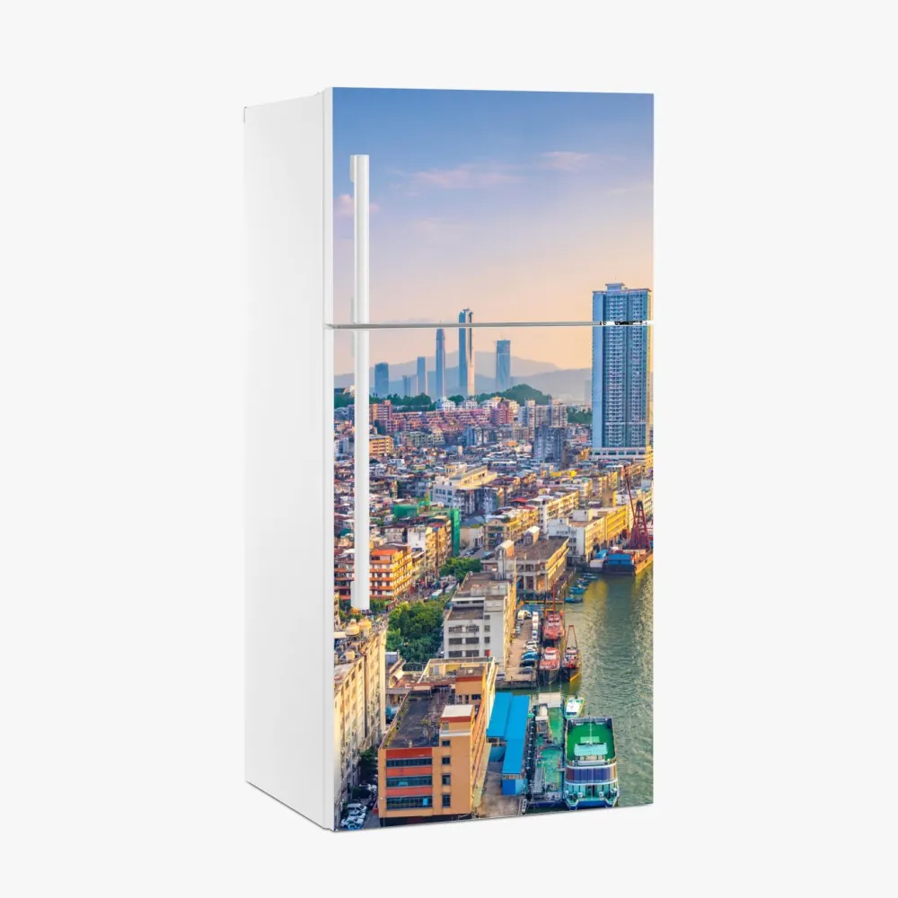 Kühlschrankaufkleber Macau skyline bei sonnenuntergang – Wallnifity®
