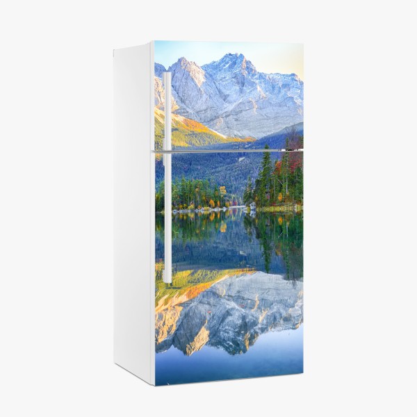 Kühlschrankaufkleber herbstliche spiegelung am Eibsee bei Zugspitze – Wallnifity® Kühlschrankaufkleber herbstliche spiegelung am Eibsee bei Zugspitze – Wallnifity®