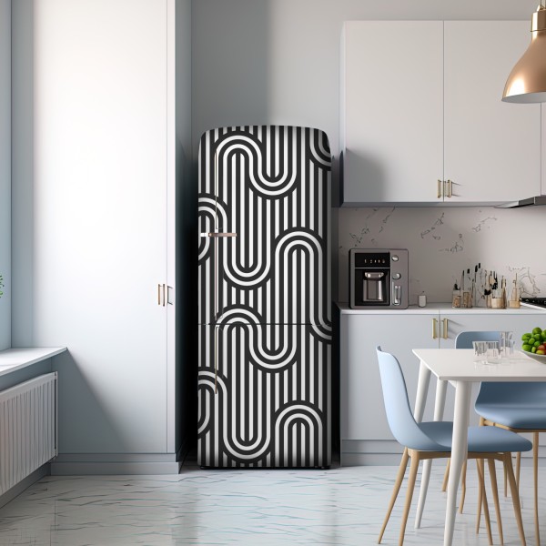 Kühlschrankaufkleber schwarz-weiß geometrisches optisches muster – Wallnifity® Kühlschrankaufkleber schwarz-weiß geometrisches optisches muster – Wallnifity®