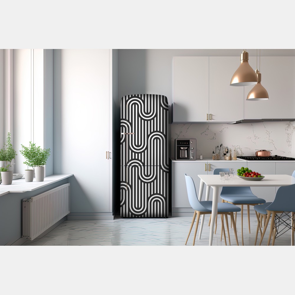 Kühlschrankaufkleber schwarz-weiß geometrisches optisches muster – Wallnifity® Kühlschrankaufkleber schwarz-weiß geometrisches optisches muster – Wallnifity®