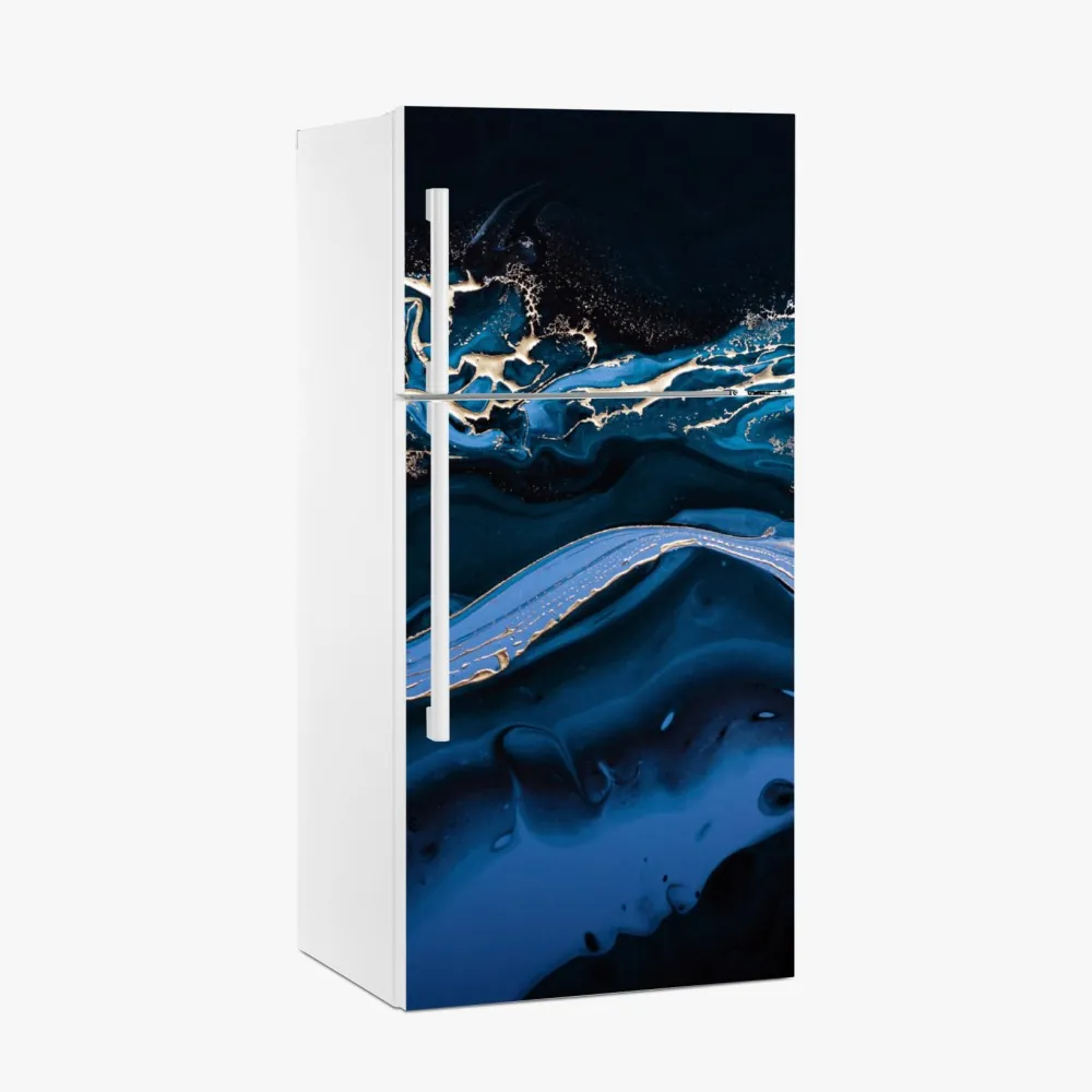 Kühlschrankaufkleber marineblaue und goldene abstraktion – Wallnifity®