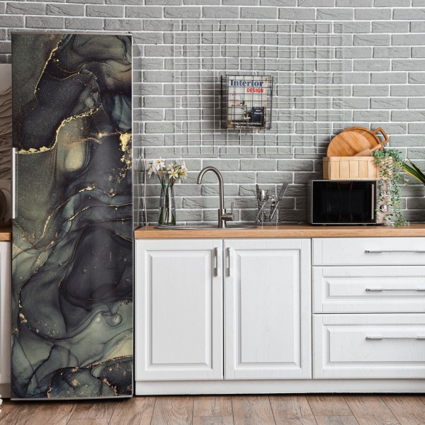 Kühlschrankaufkleber luxuriöse abstrakte alkoholtinten-kunst mit goldenen adern – Wallnifity® Kühlschrankaufkleber luxuriöse abstrakte alkoholtinten-kunst mit goldenen adern – Wallnifity®