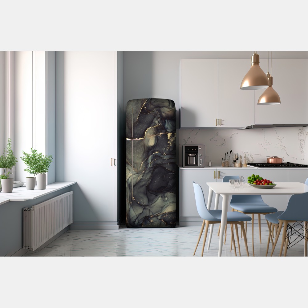 Kühlschrankaufkleber luxuriöse abstrakte alkoholtinten-kunst mit goldenen adern – Wallnifity® Kühlschrankaufkleber luxuriöse abstrakte alkoholtinten-kunst mit goldenen adern – Wallnifity®