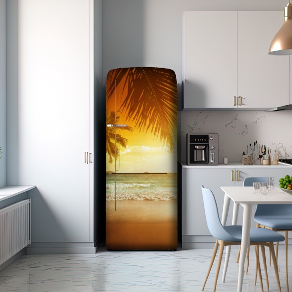 Kühlschrankaufkleber goldener sonnenuntergang an einem strand in der Karibik – Wallnifity® Kühlschrankaufkleber goldener sonnenuntergang an einem strand in der Karibik – Wallnifity®