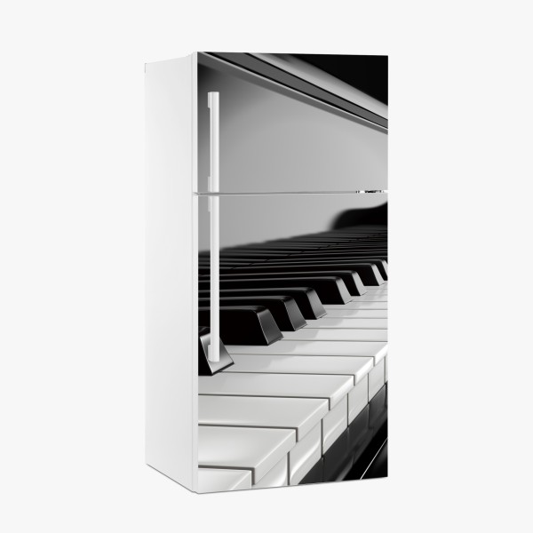 Kühlschrankaufkleber elegante schwarzweiß klaviertasten – Wallnifity® Kühlschrankaufkleber elegante schwarzweiß klaviertasten – Wallnifity®