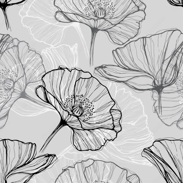 Kühlschrankaufkleber zarter grauer mohn in linienzeichnung – Wallnifity® Kühlschrankaufkleber zarter grauer mohn in linienzeichnung – Wallnifity®
