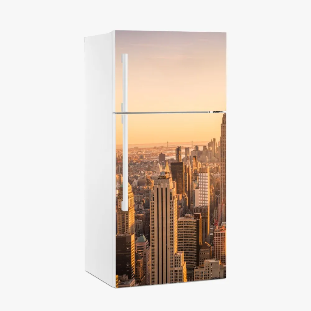 Kühlschrankaufkleber goldener sonnenuntergang über der skyline von New York – Wallnifity® Kühlschrankaufkleber goldener sonnenuntergang über der skyline von New York – Wallnifity®