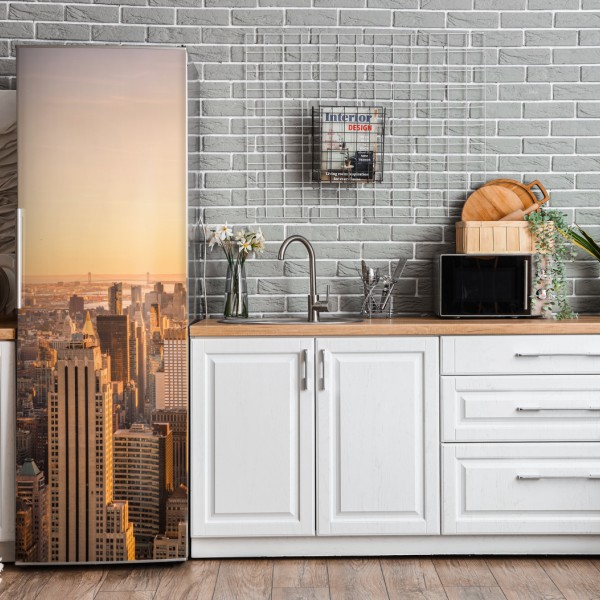 Kühlschrankaufkleber goldener sonnenuntergang über der skyline von New York – Wallnifity® Kühlschrankaufkleber goldener sonnenuntergang über der skyline von New York – Wallnifity®