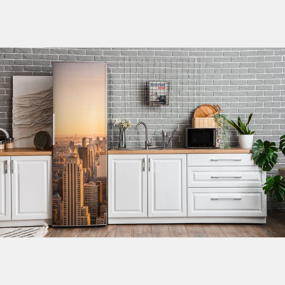 Kühlschrankaufkleber goldener sonnenuntergang über der skyline von New York – Wallnifity® Kühlschrankaufkleber goldener sonnenuntergang über der skyline von New York – Wallnifity®