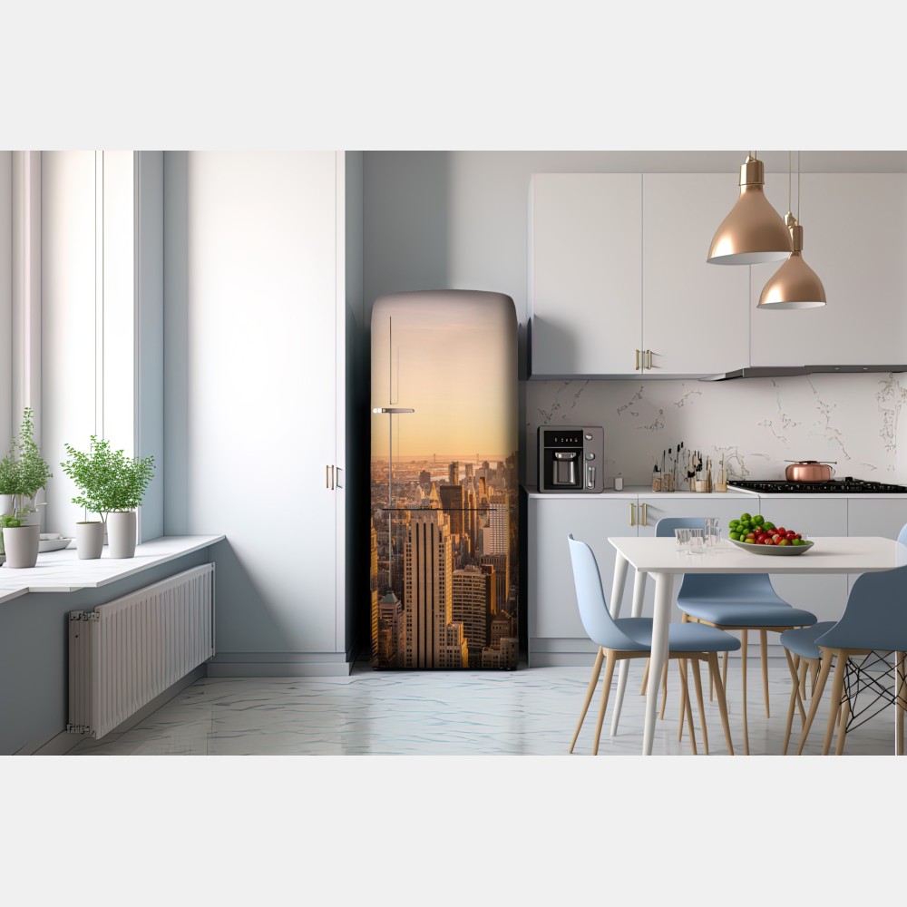 Kühlschrankaufkleber goldener sonnenuntergang über der skyline von New York – Wallnifity® Kühlschrankaufkleber goldener sonnenuntergang über der skyline von New York – Wallnifity®