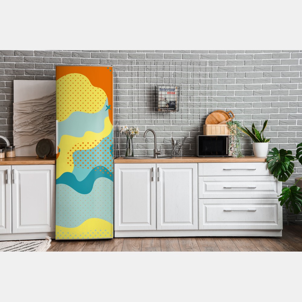 Kühlschrankaufkleber lebendige abstrakte pop-art-komposition – Wallnifity® Kühlschrankaufkleber lebendige abstrakte pop-art-komposition – Wallnifity®