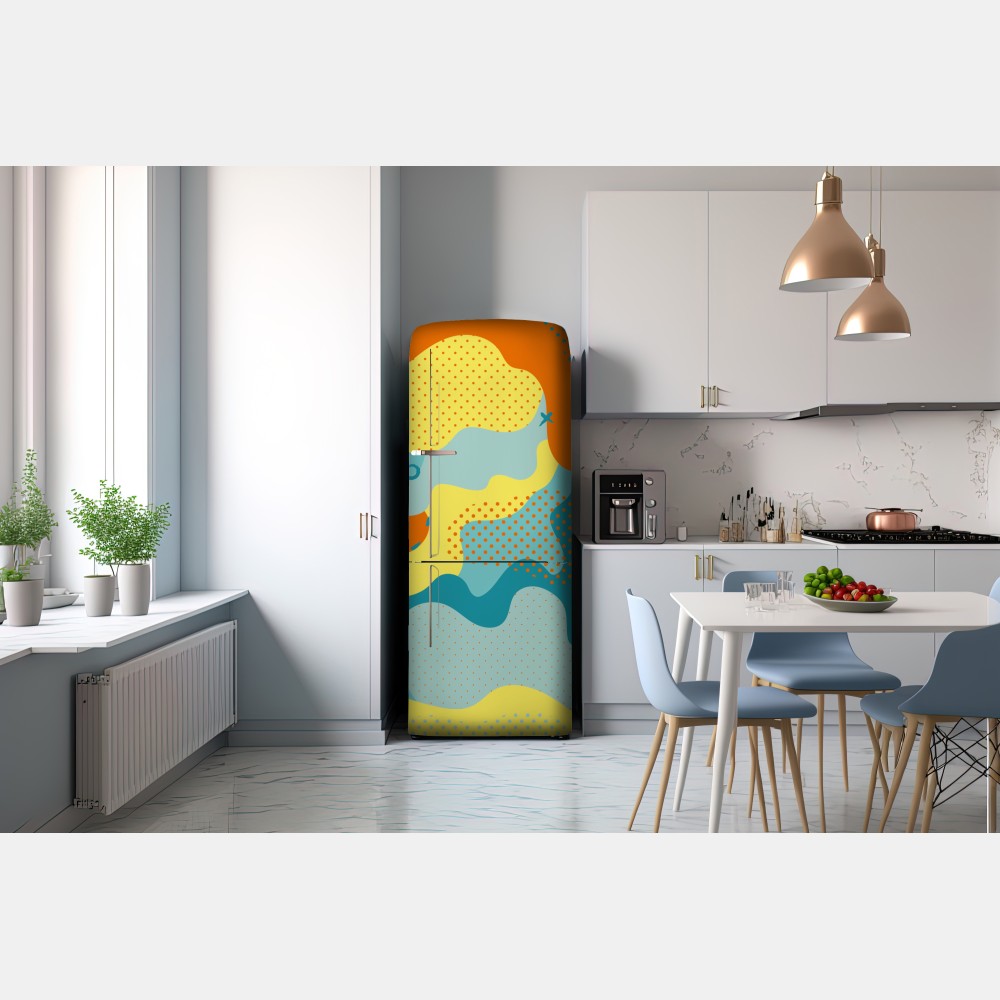 Kühlschrankaufkleber lebendige abstrakte pop-art-komposition – Wallnifity® Kühlschrankaufkleber lebendige abstrakte pop-art-komposition – Wallnifity®