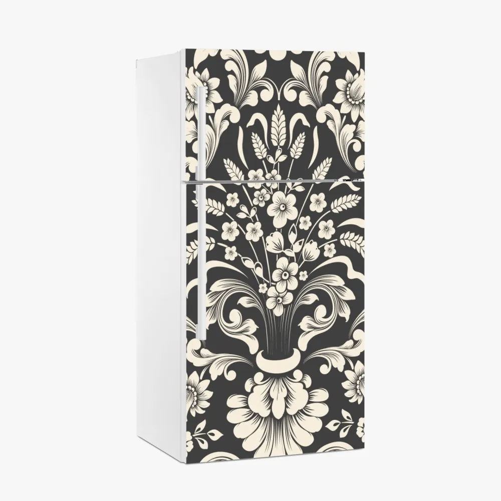 Kühlschrankaufkleber vintage blumiges damastmuster – Wallnifity®